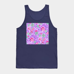 Green Mosaic Flowers Tank Top